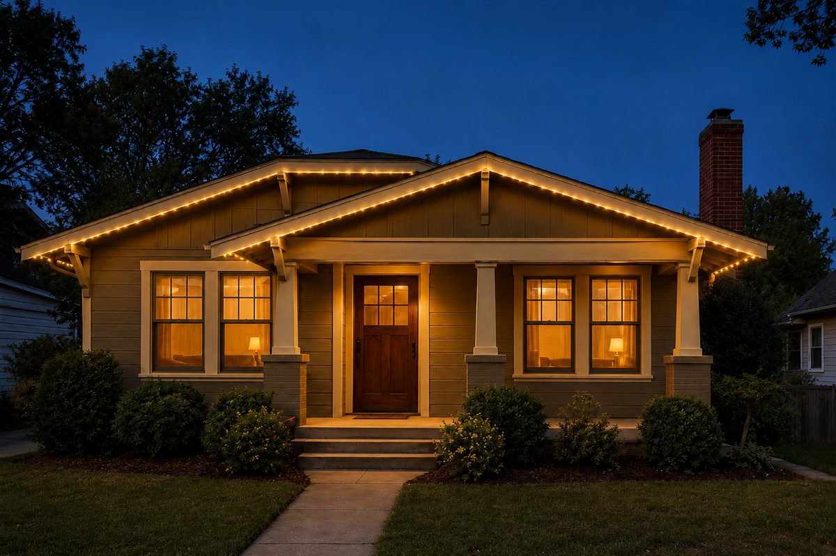 Bungalow home with lighting