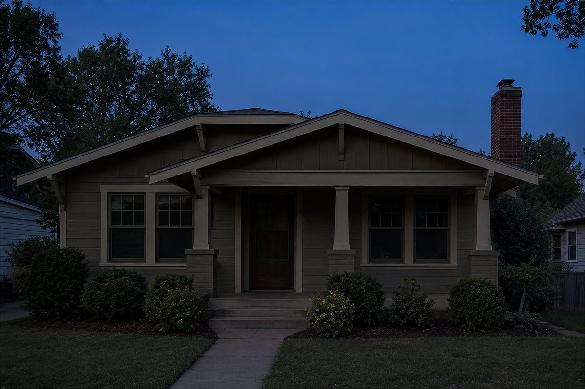 Bungalow home, unlit